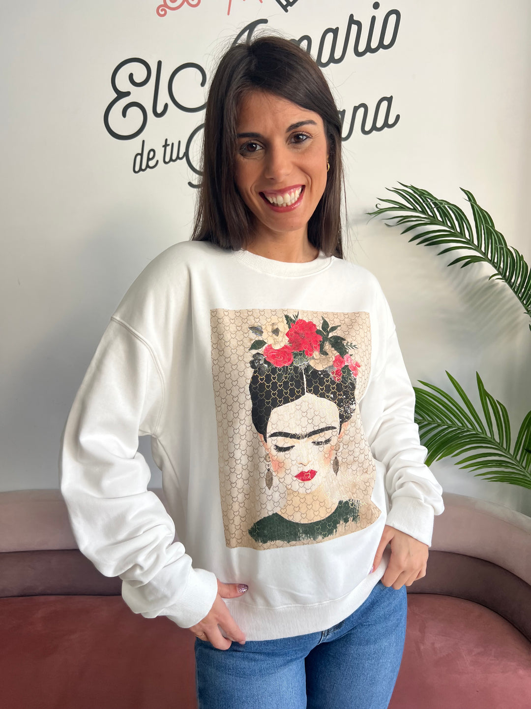 Sudadera Frida Corazones beige