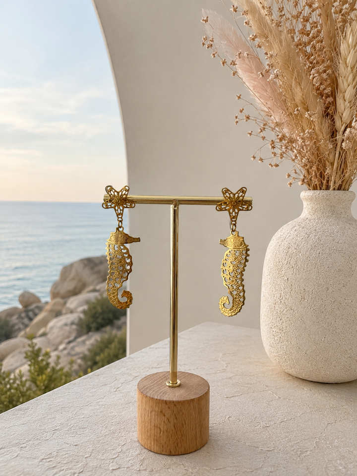 Pendientes Caballito dorado (acero)