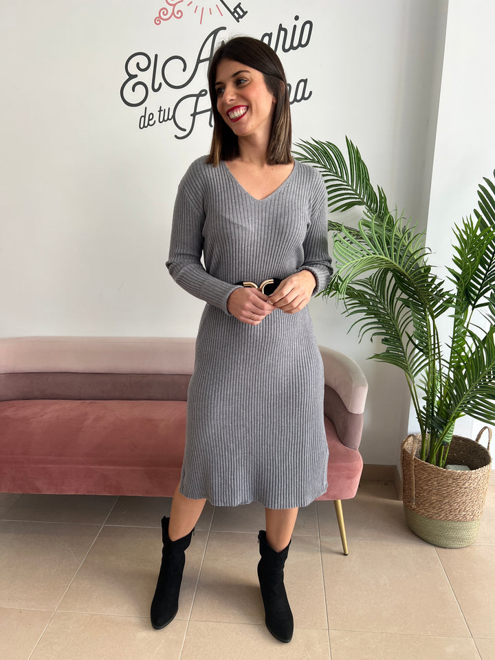 Vestido Canalé gris