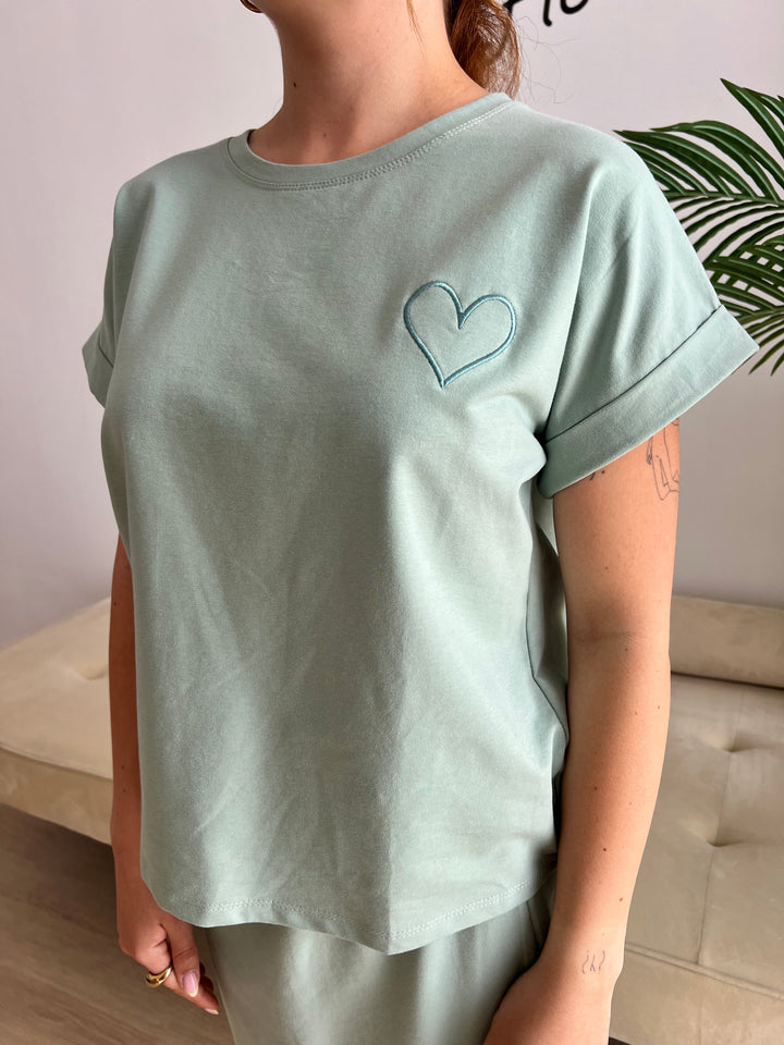 Conjunto Corazón aguamarina