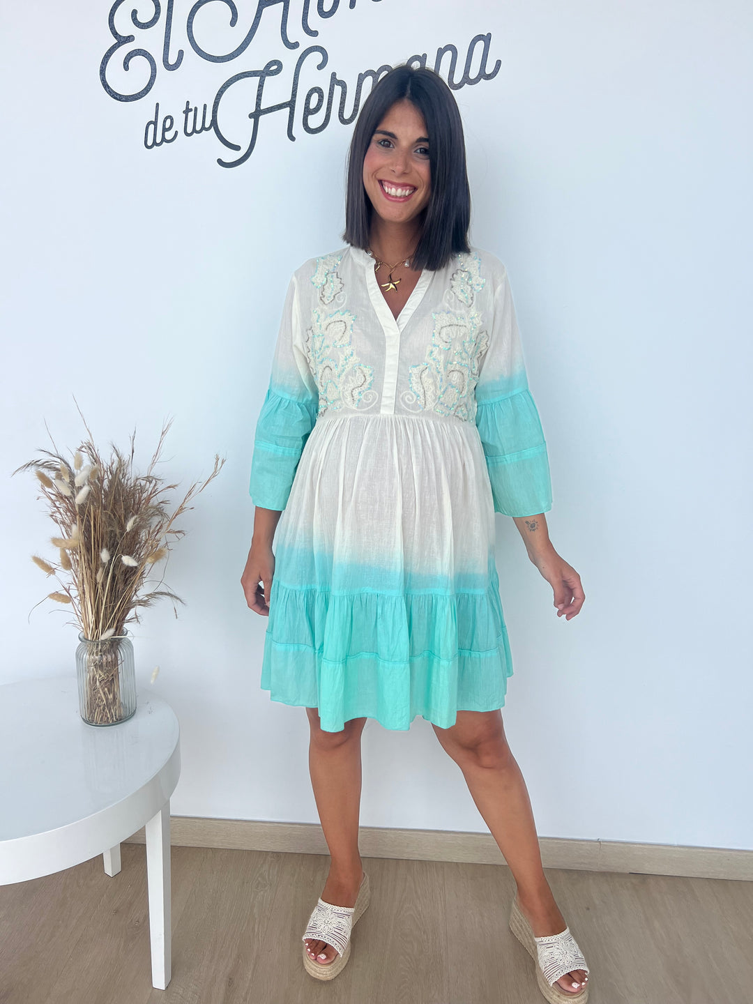 Vestido Miriam turquesa
