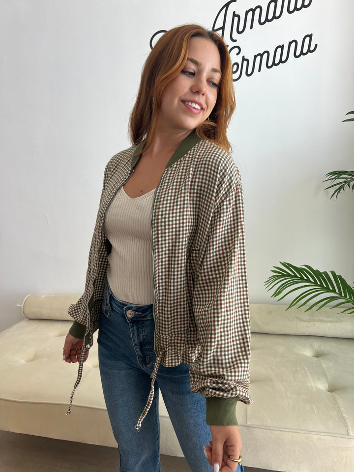 Chaqueta Cuadros verde militar