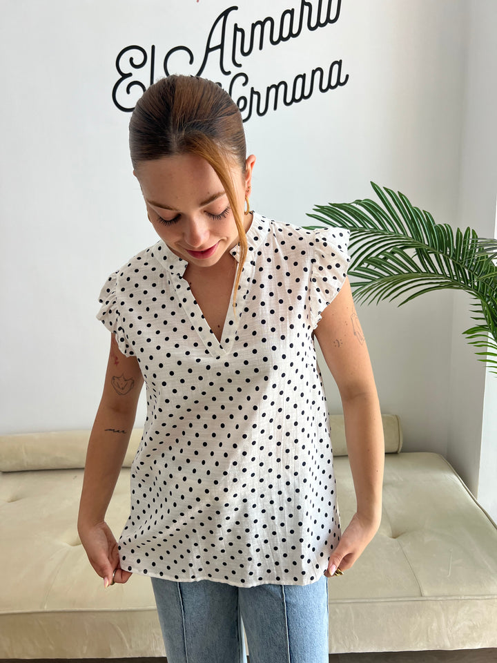 Blusa Lunares blanco