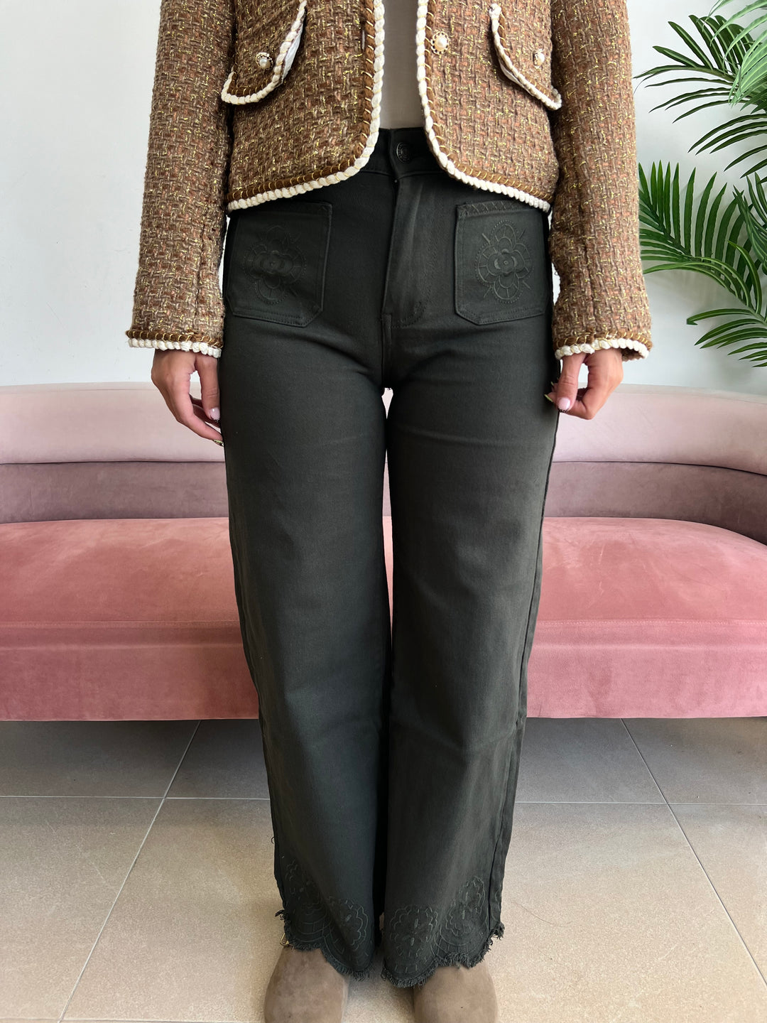 Pantalón Yurena verde oscuro