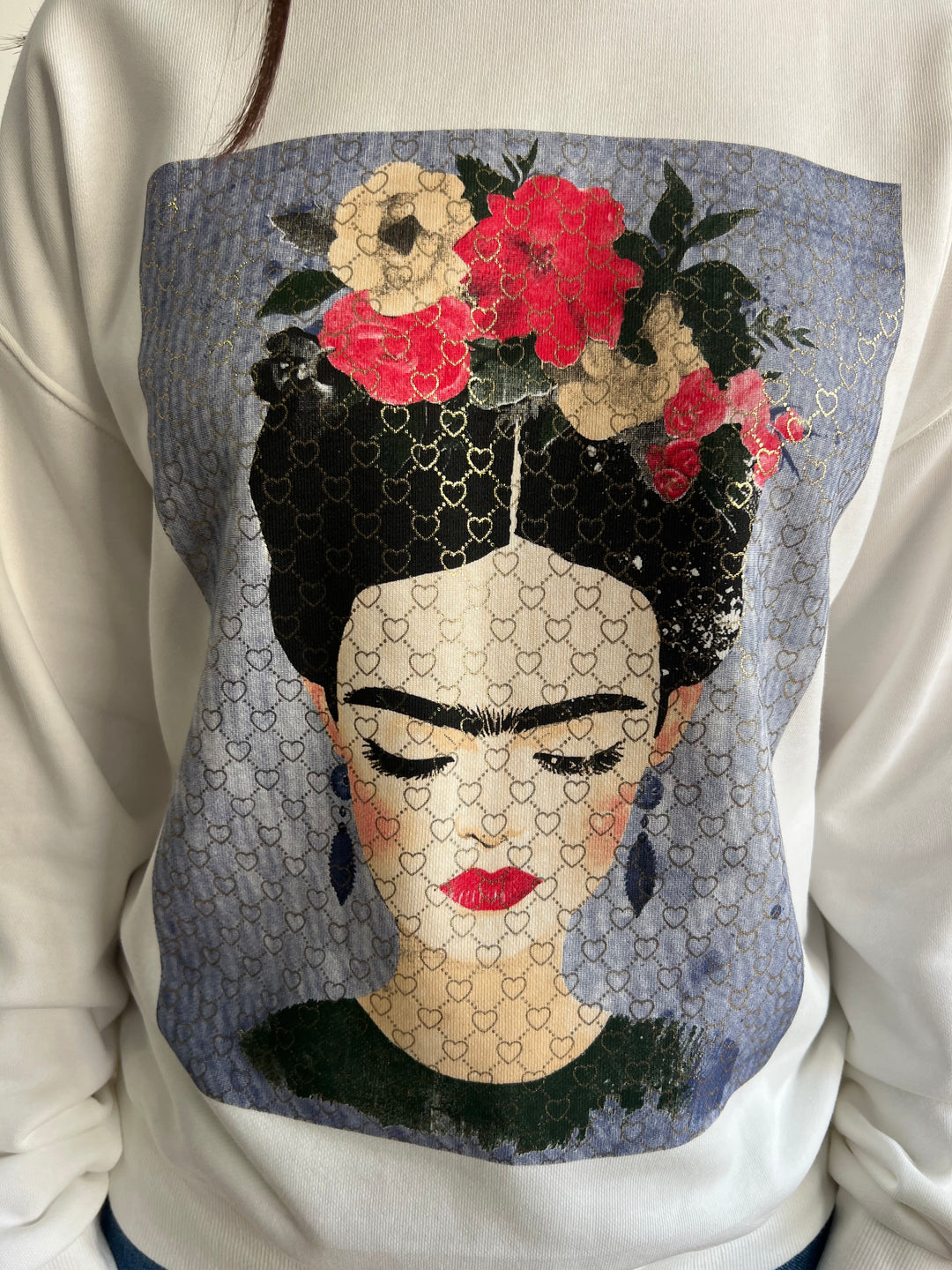 Sudadera Frida Corazones azul