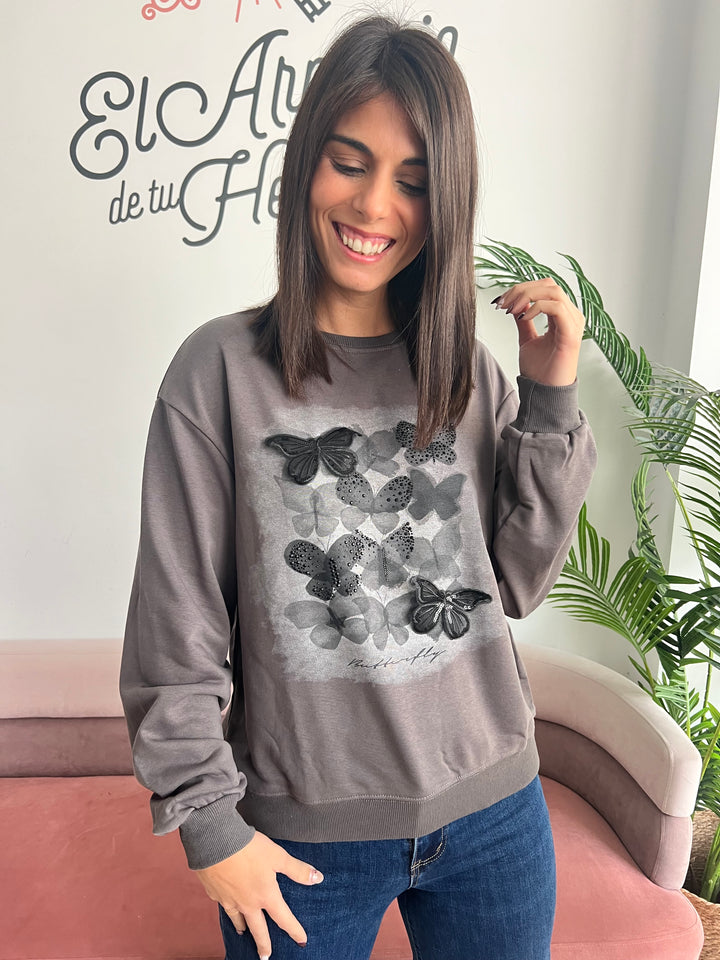Sudadera Butterfly gris