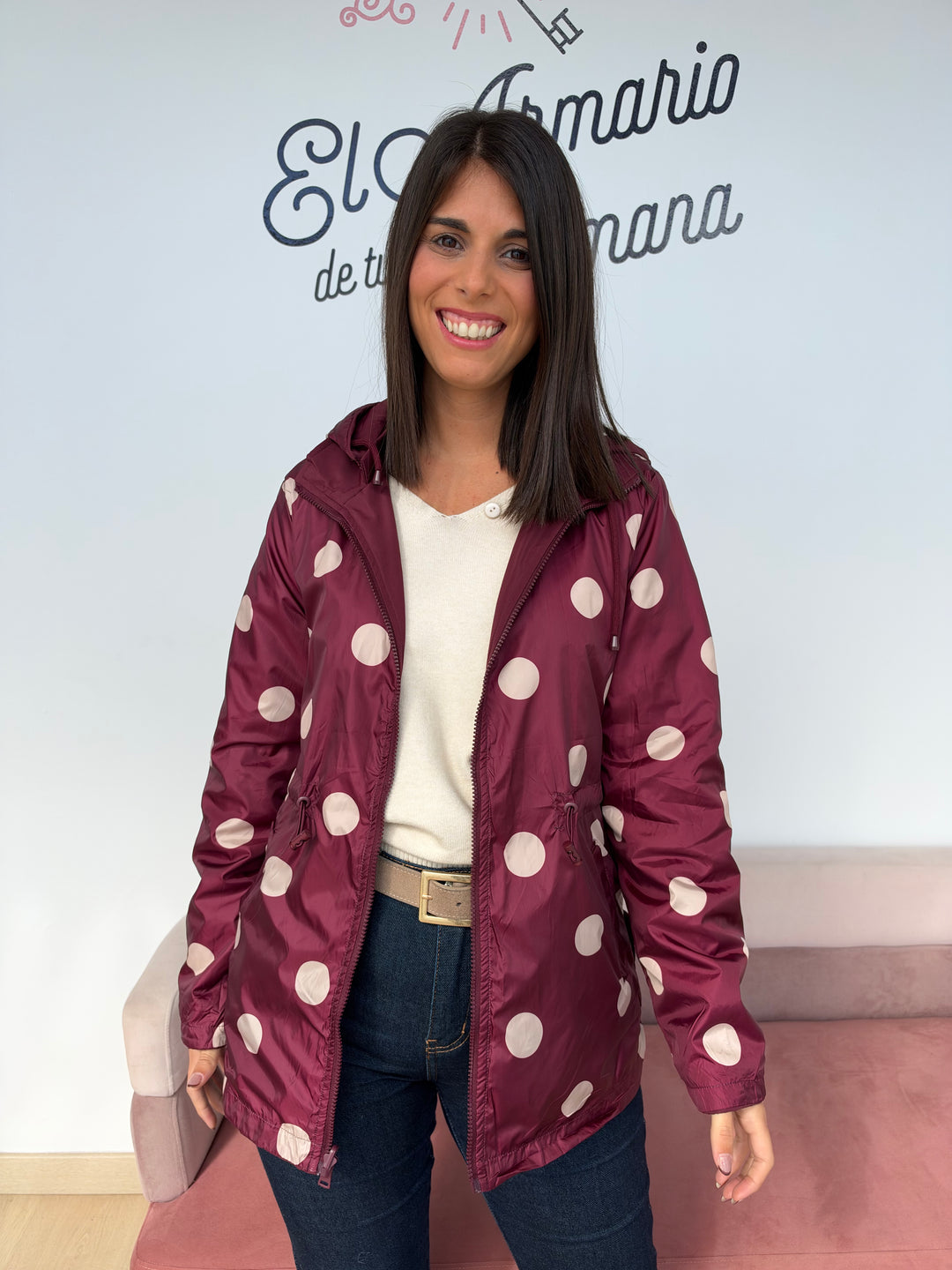 Chaqueta reversible Lunares burdeos