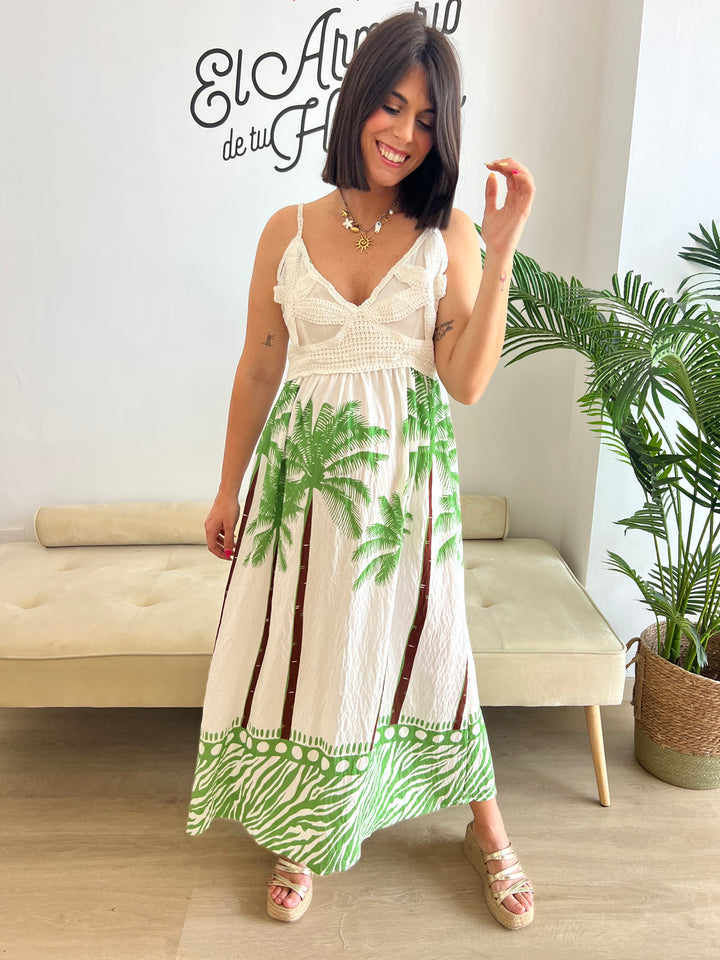 Vestido Palmeras verde