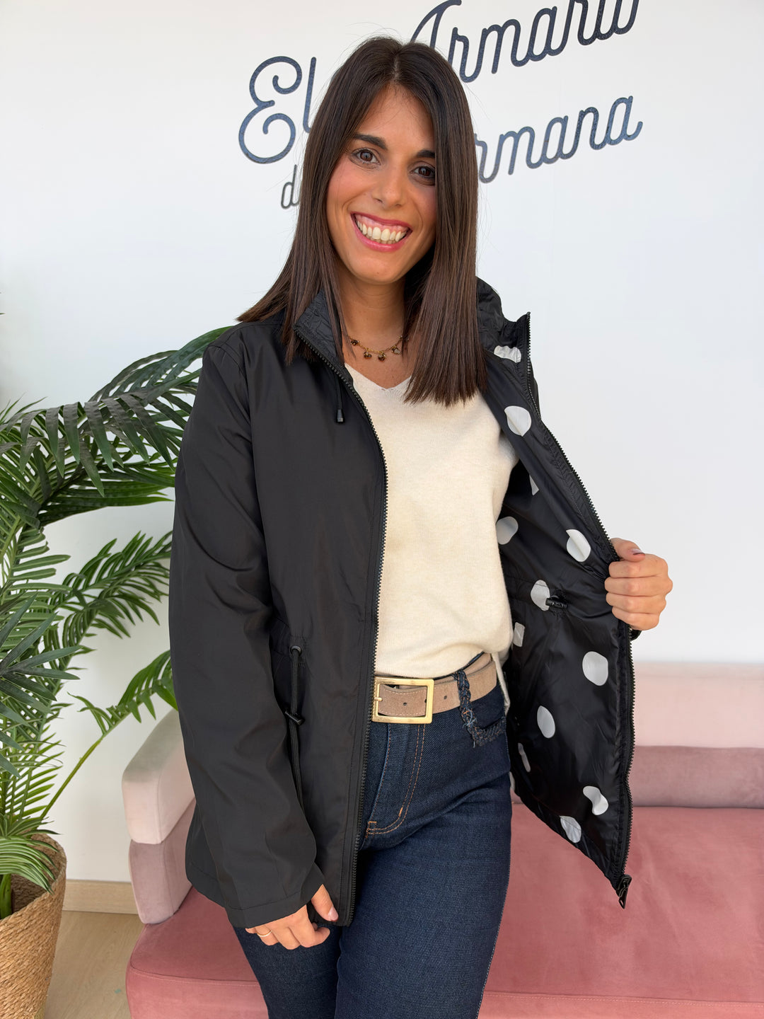 Chaqueta reversible Lunares negro