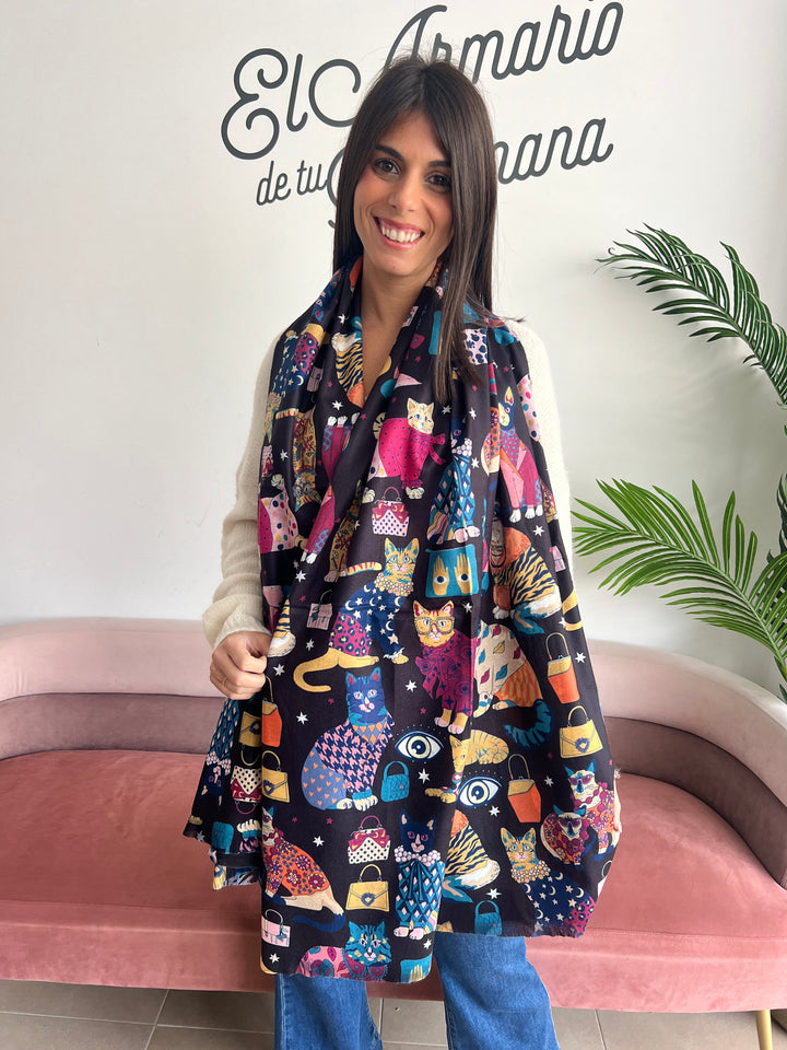 Bufanda Cat Lover negro