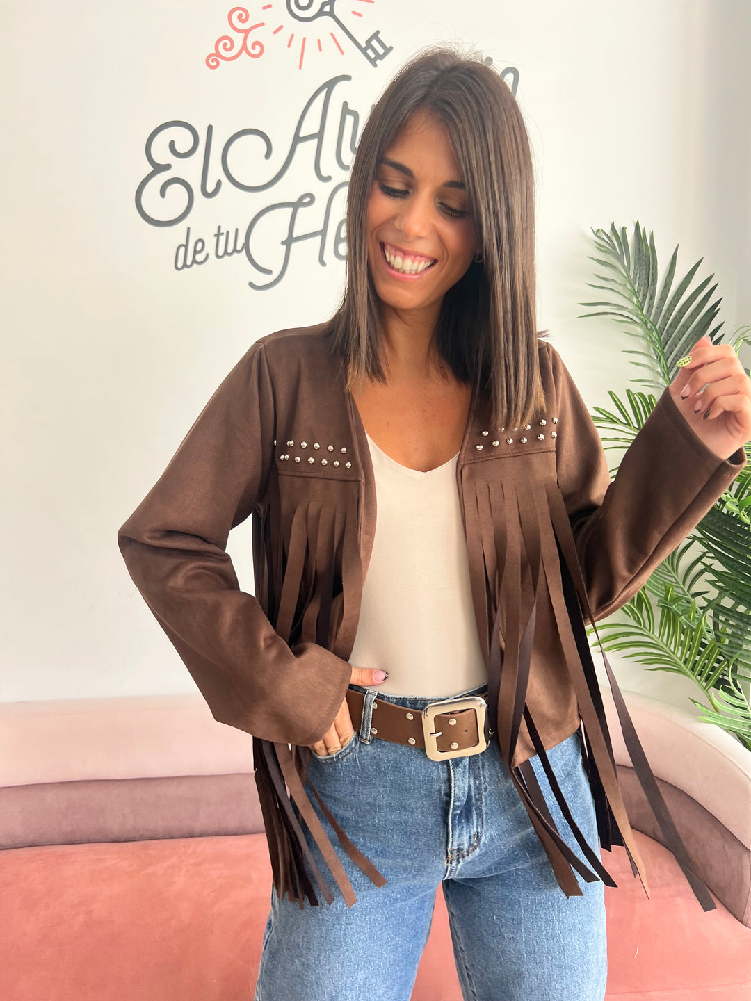Chaqueta Flecos marrón