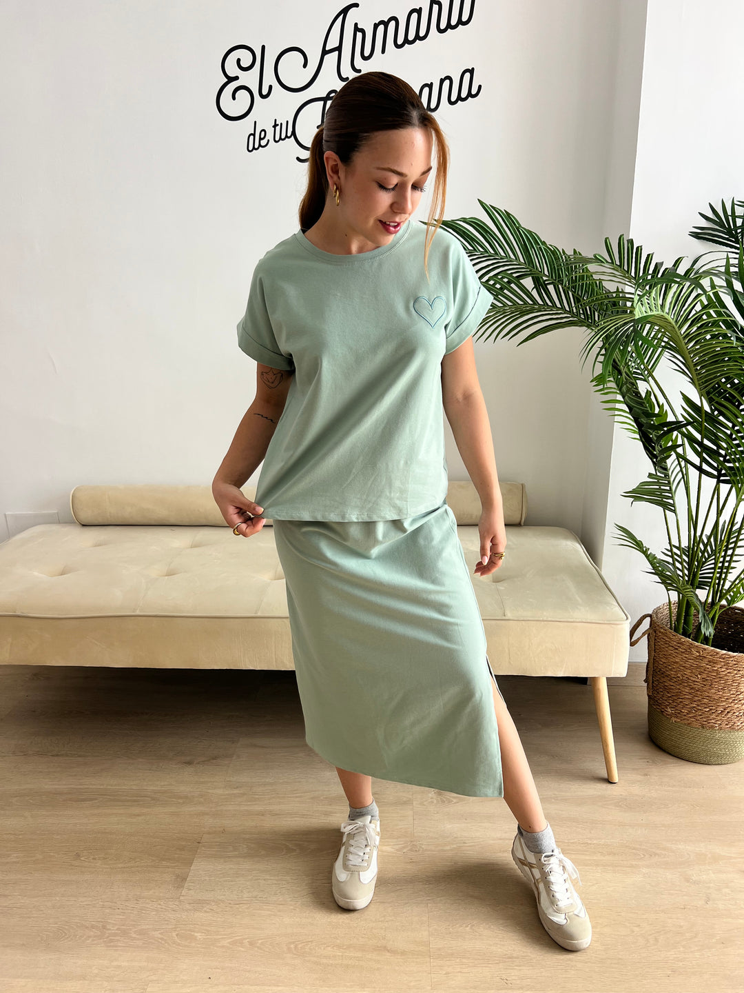 Conjunto Corazón aguamarina