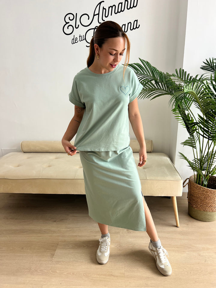 Conjunto Corazón aguamarina