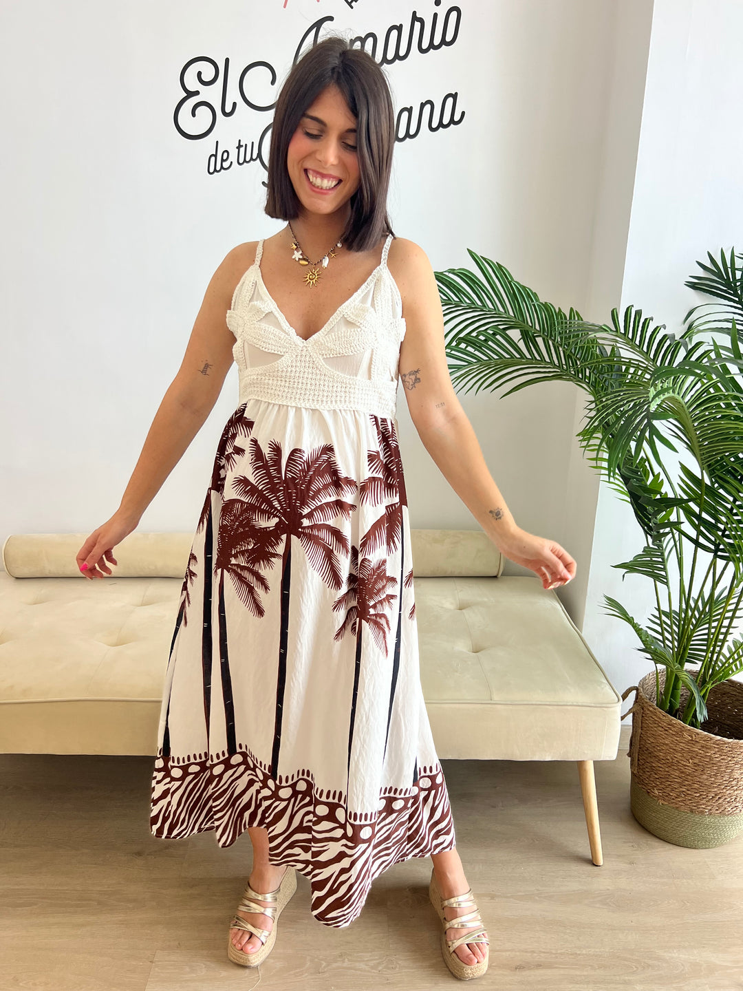Vestido Palmeras marrón