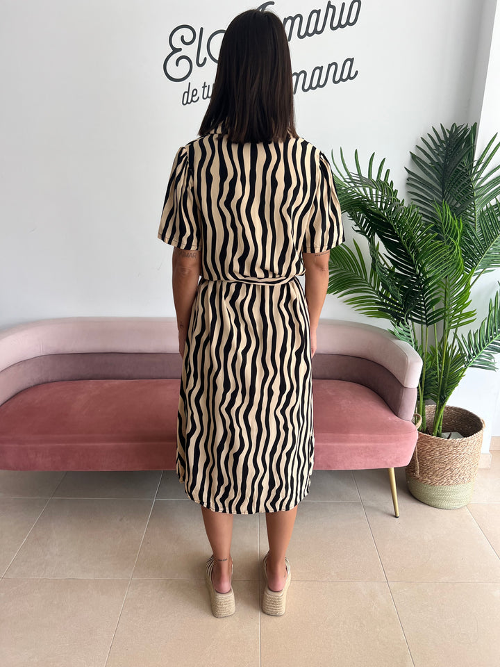Vestido Puri camel cinturón