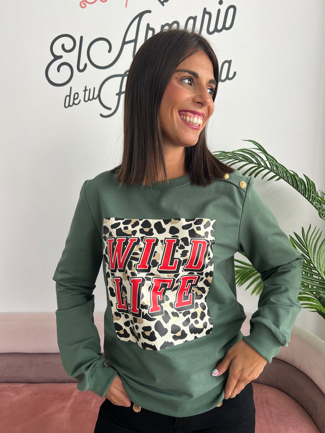 Sudadera Wild Life verde militar