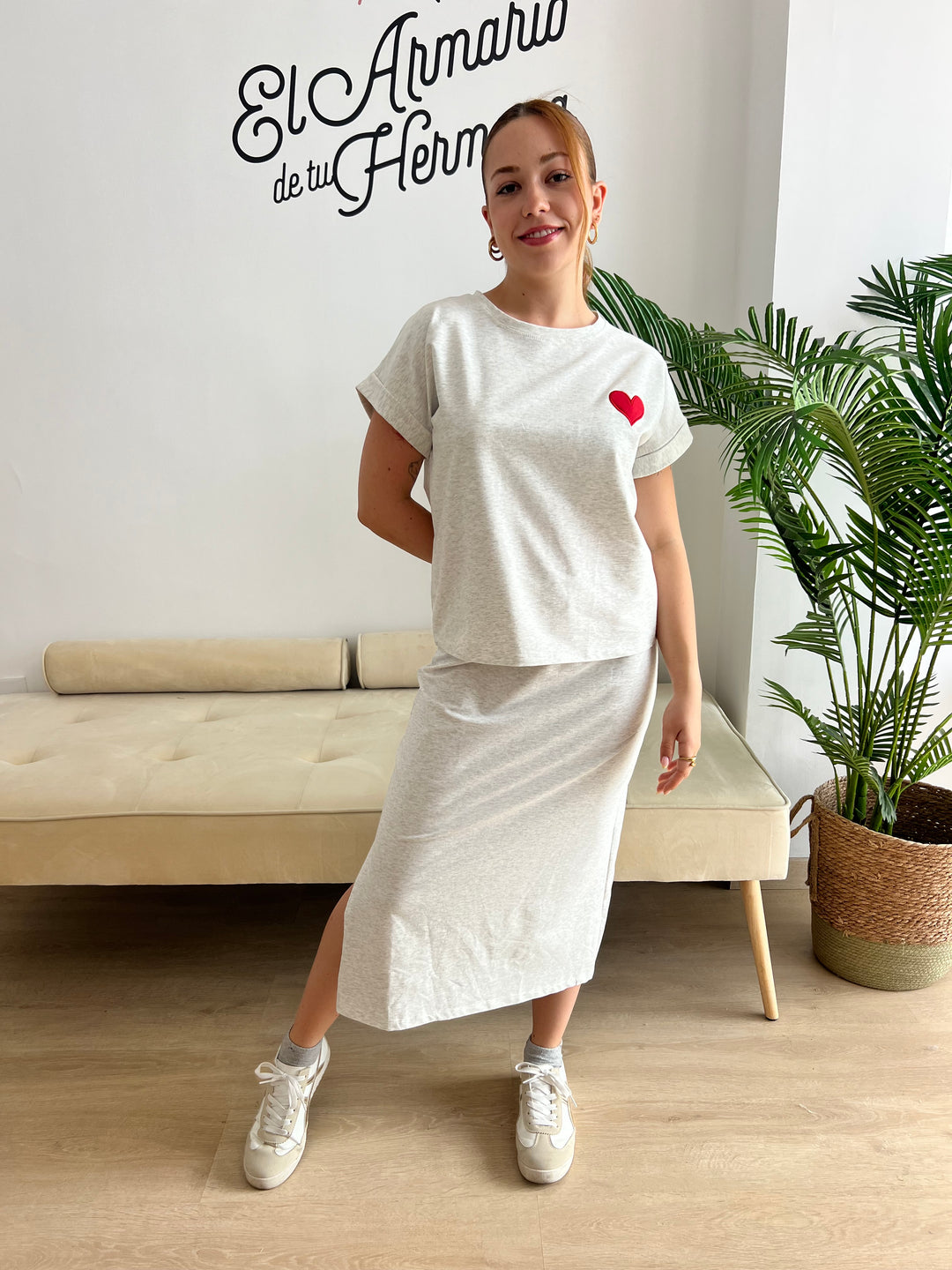 Conjunto Corazón gris
