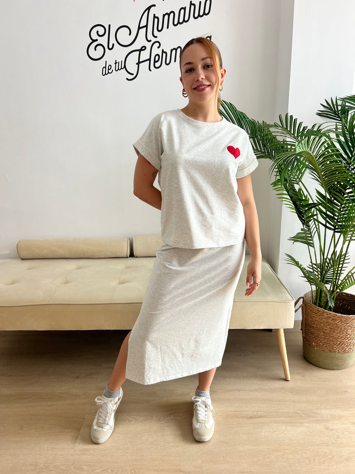 Conjunto Corazón gris