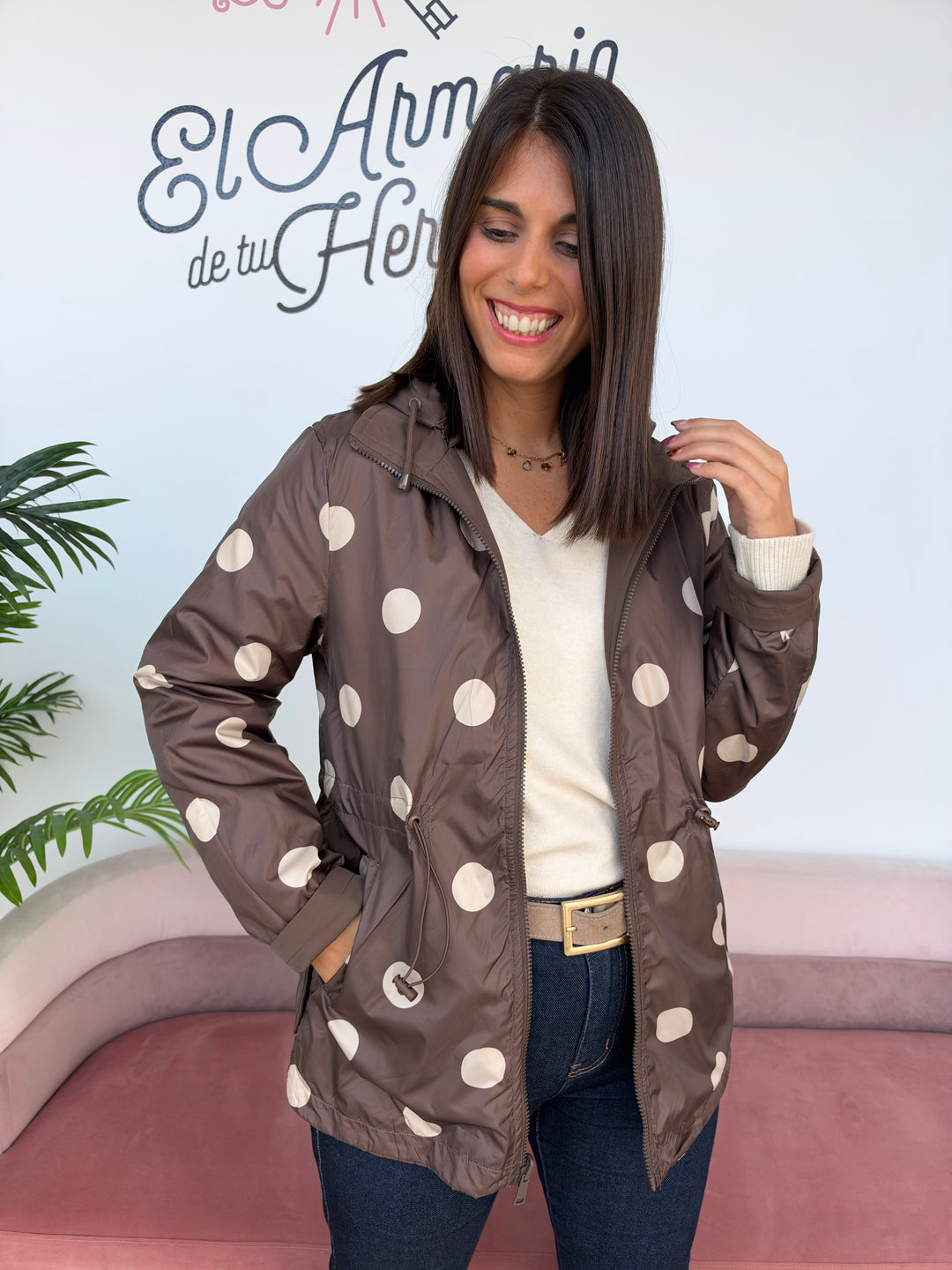 Chaqueta reversible Lunares marrón