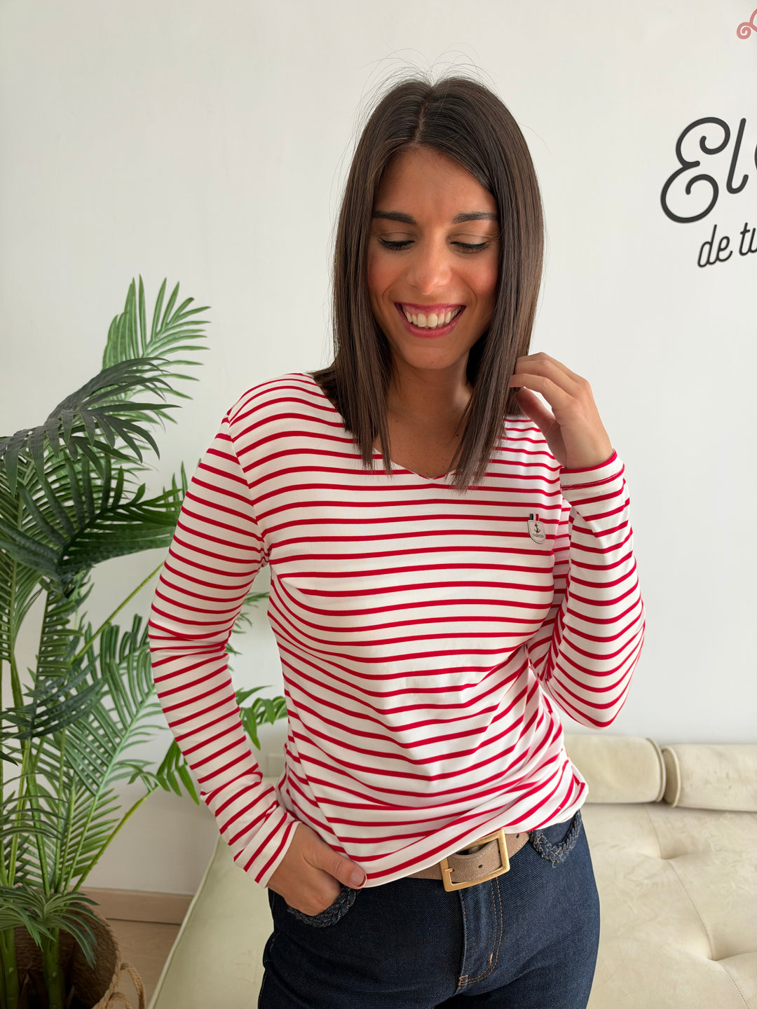 Camiseta Fashion blanco-rojo