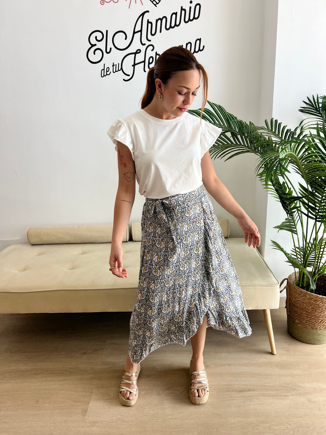 Falda Mariposa blanco