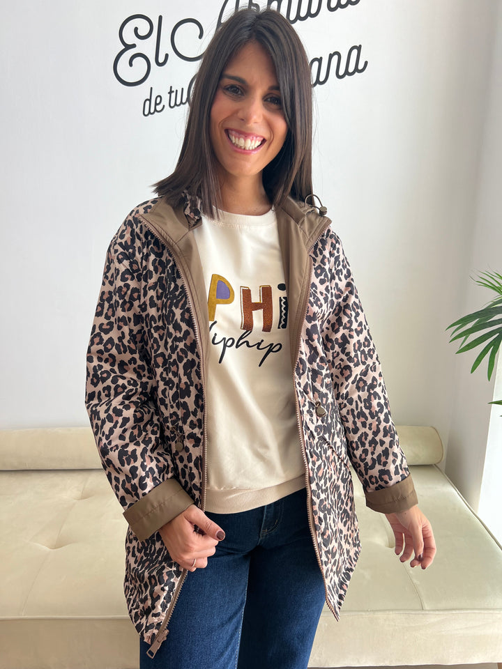 Chaqueta Reversible Leopardo marrón