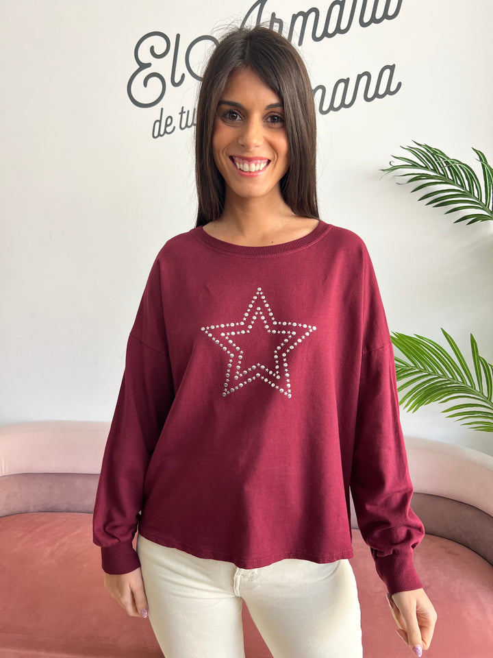 Sudadera Estrella Burdeos