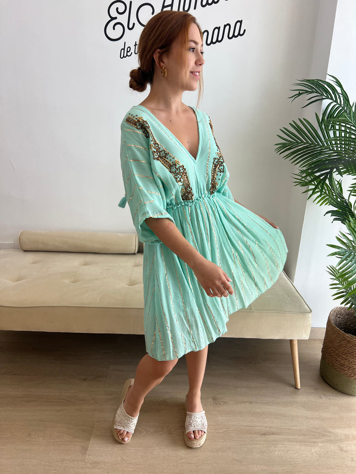 Vestido San José aguamarina