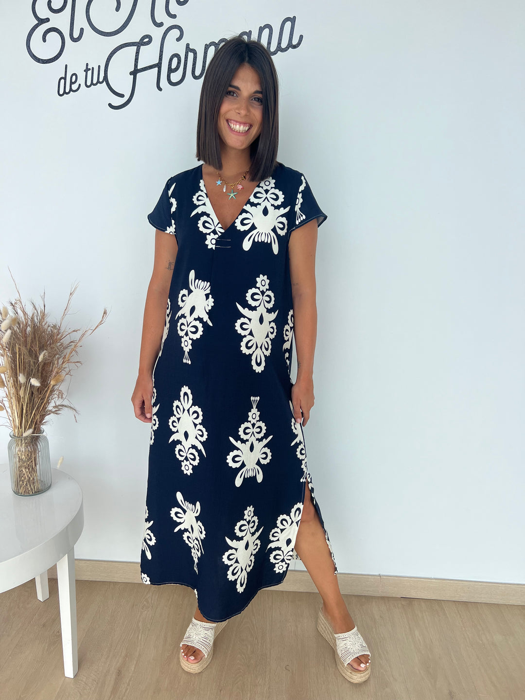 Vestido Bertín azul marino