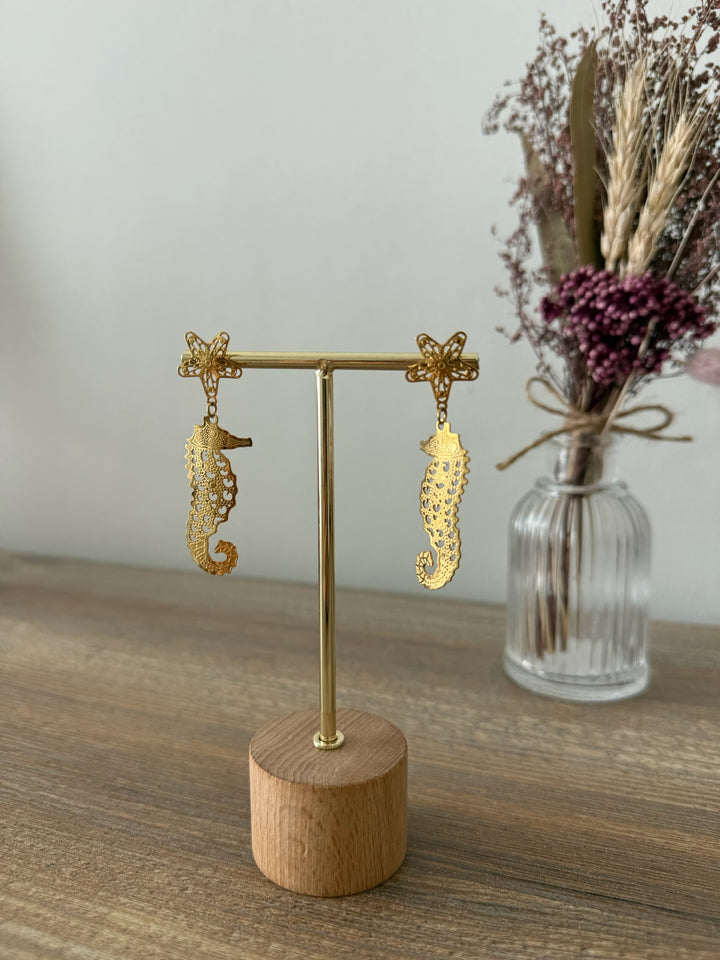 Pendientes Caballito dorado (acero)