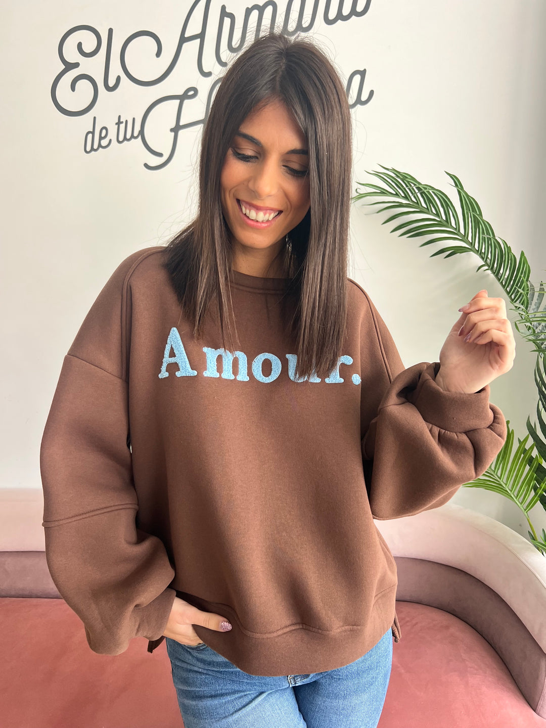 Sudadera Amour marrón