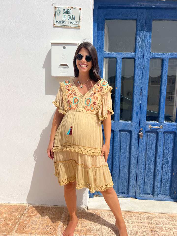 Vestido Sicilia beige oscuro