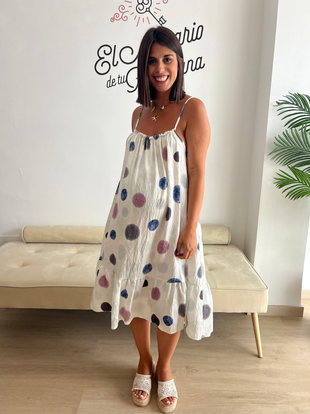 Vestido Damaris lunares azul
