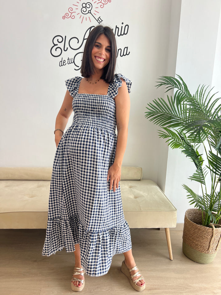 Vestido Vichy azul marino