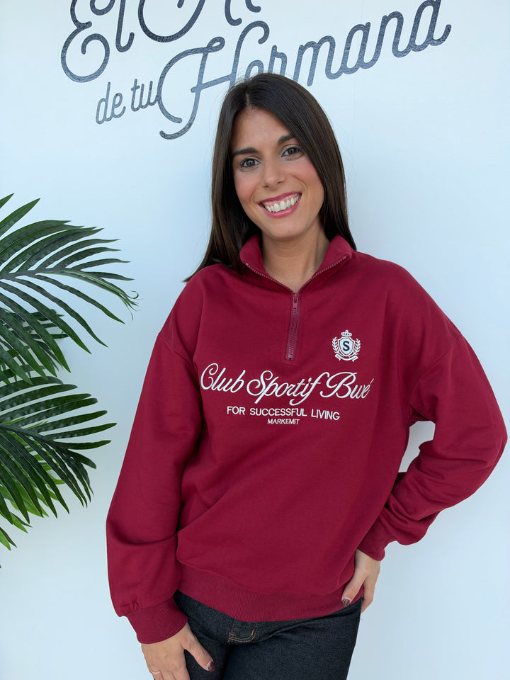 Sudadera Club burdeos