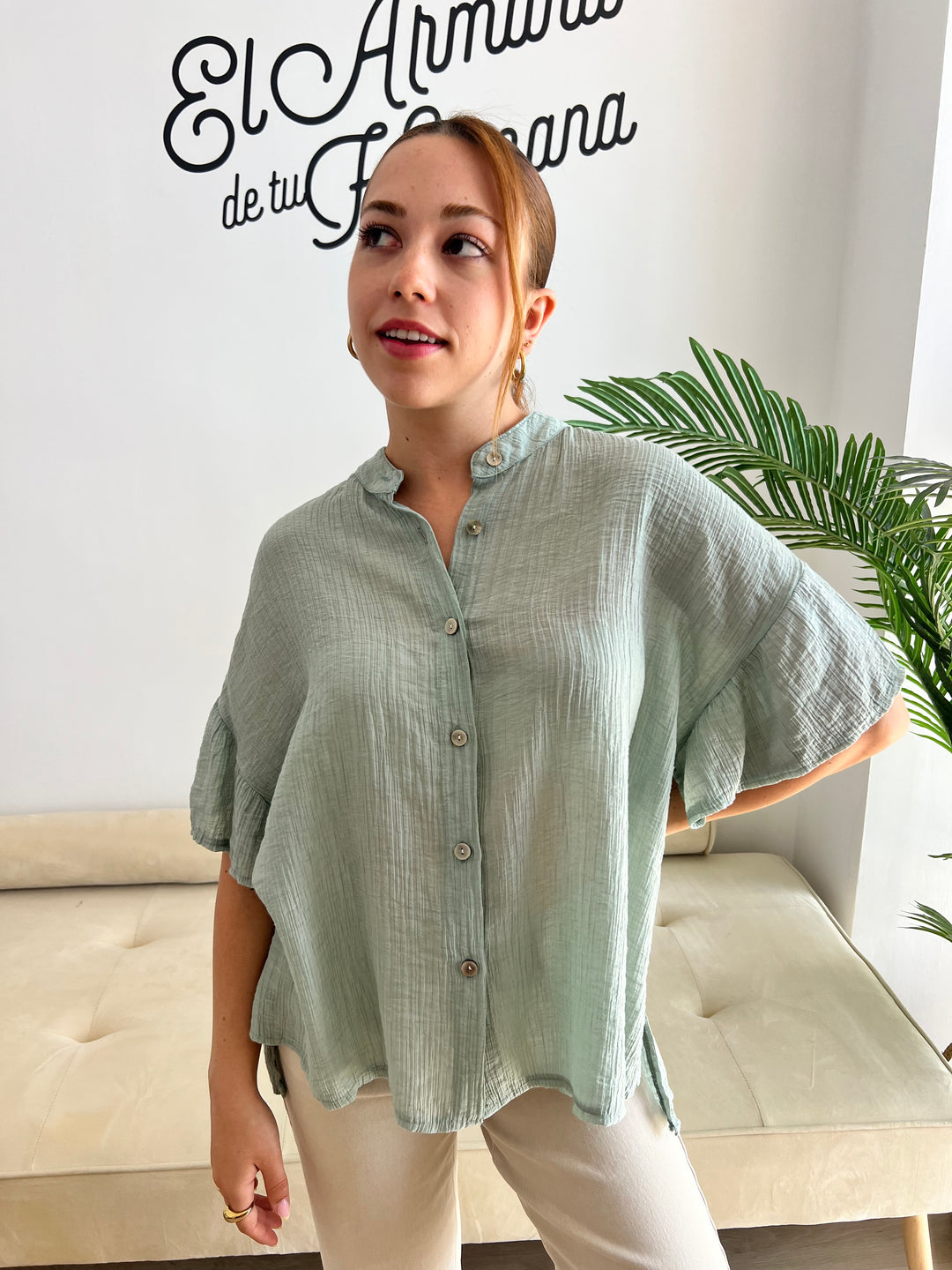 Camisa Sara aguamarina
