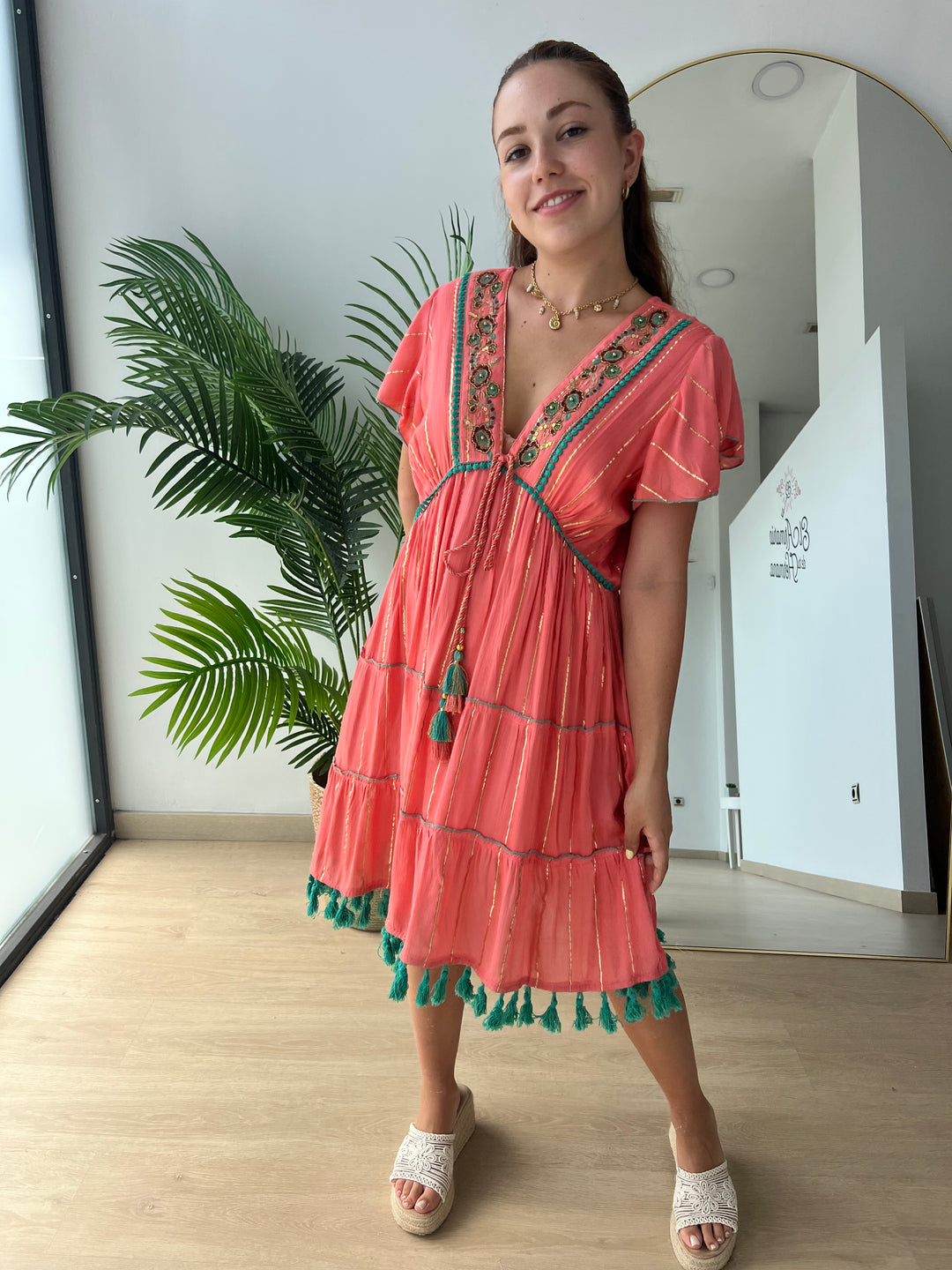 Vestido Bolonia coral