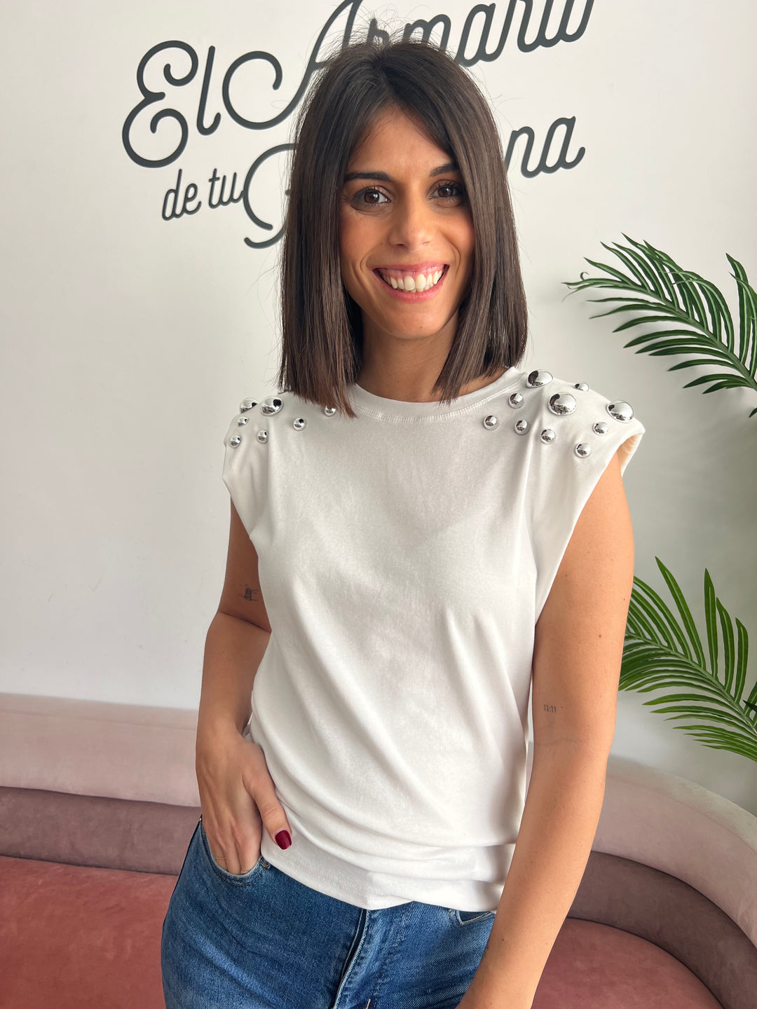 Camiseta Tachuelas blanco