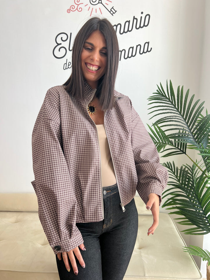 Chaqueta Vichy Bomber moka