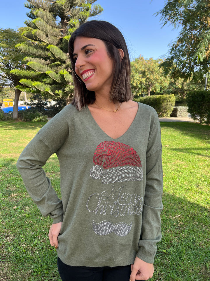 Jersey Christmas verde militar