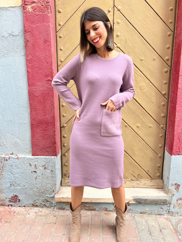 Vestido Bolsillo malva