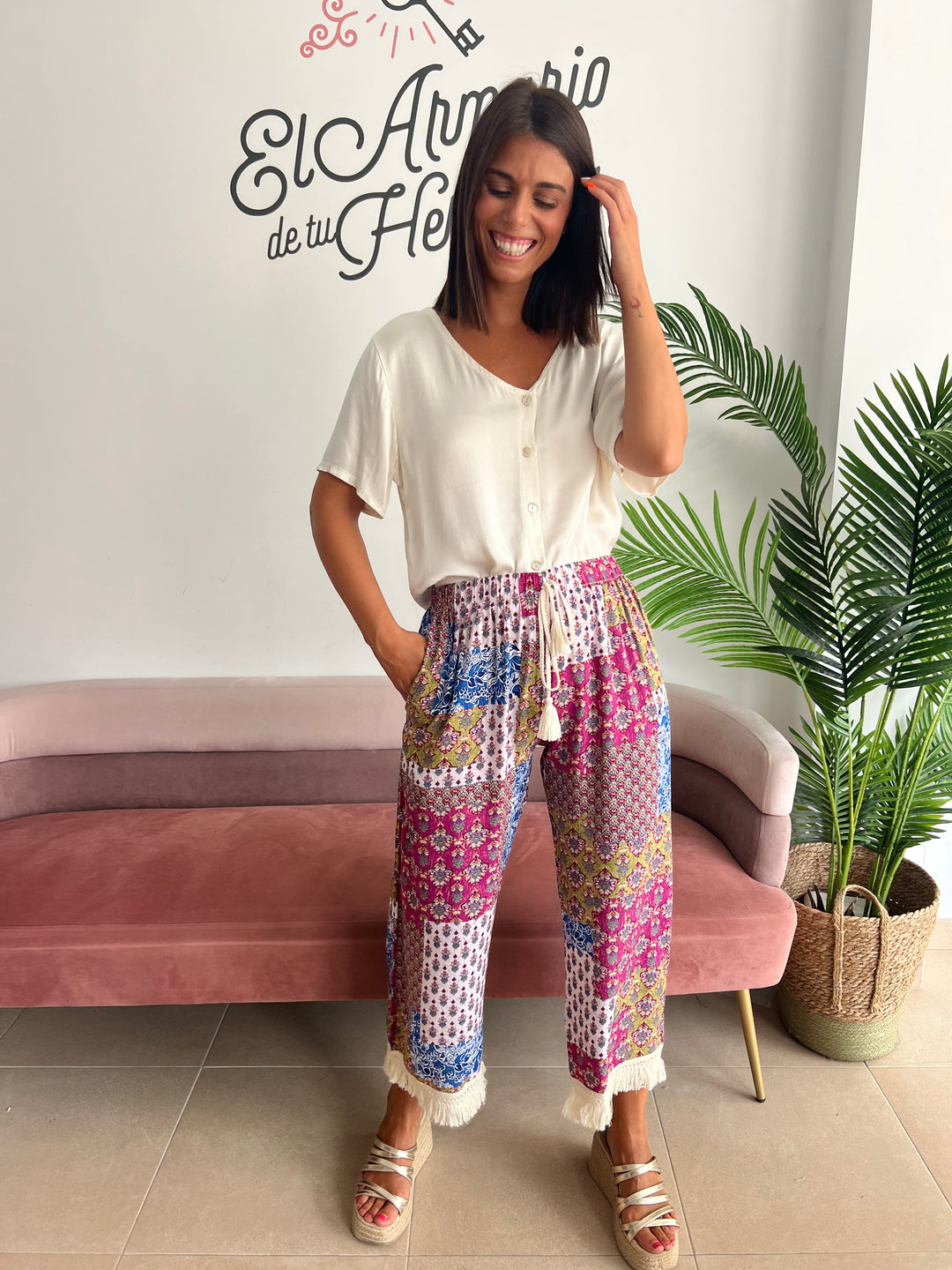 Pantalón Camila buganvilla