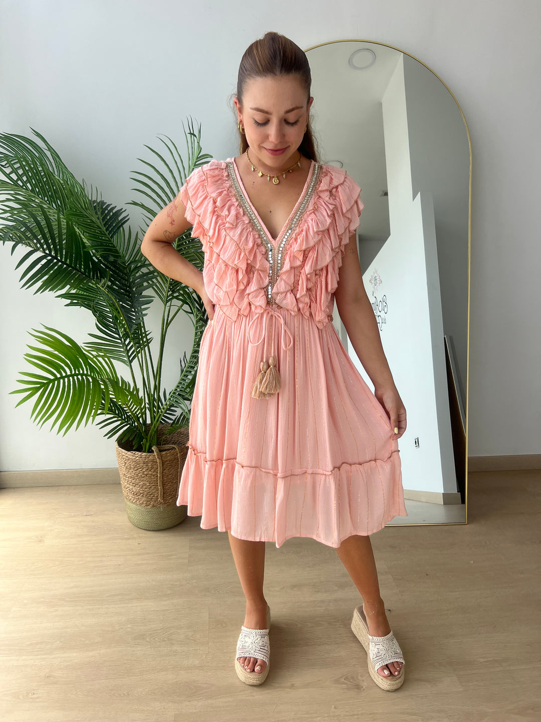 Vestido Saona rosa