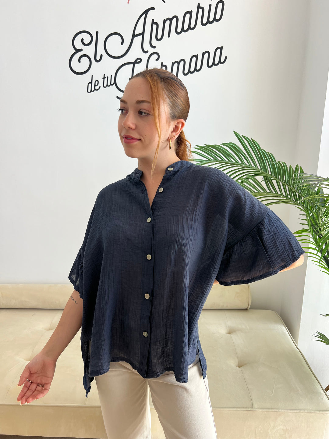 Camisa Sara azul marino