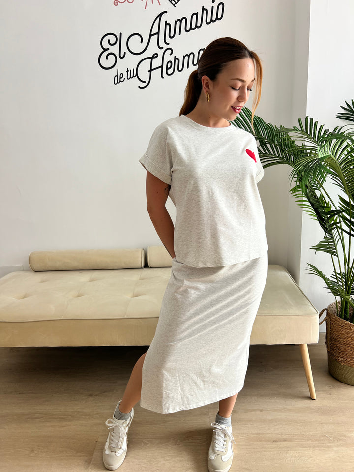 Conjunto Corazón gris
