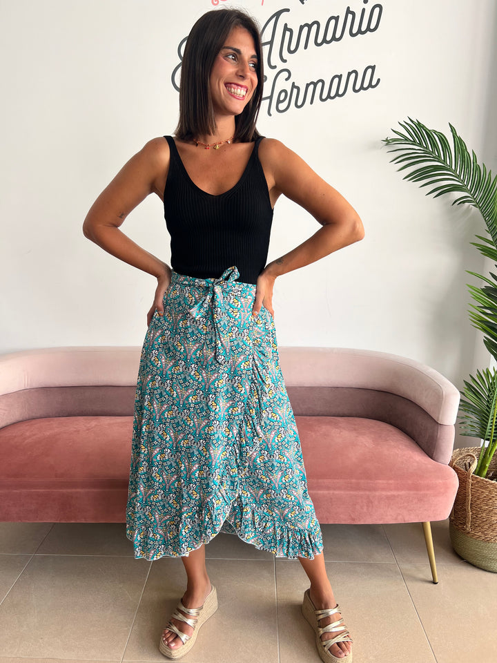 Falda Mariposa turquesa