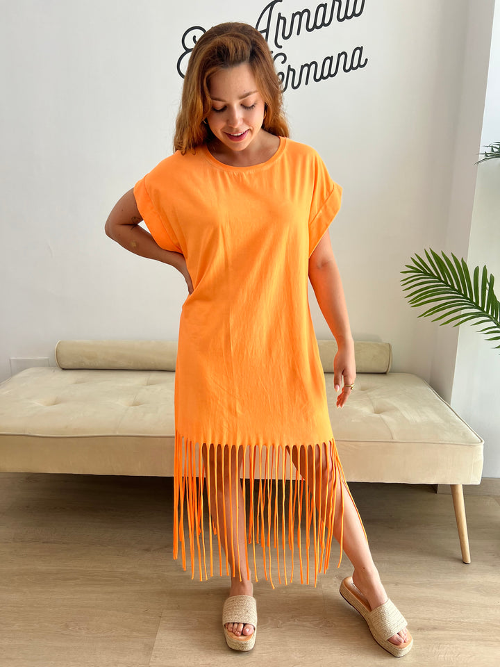 Vestido Flecos naranja