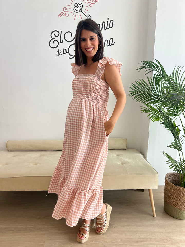 Vestido Vichy nude