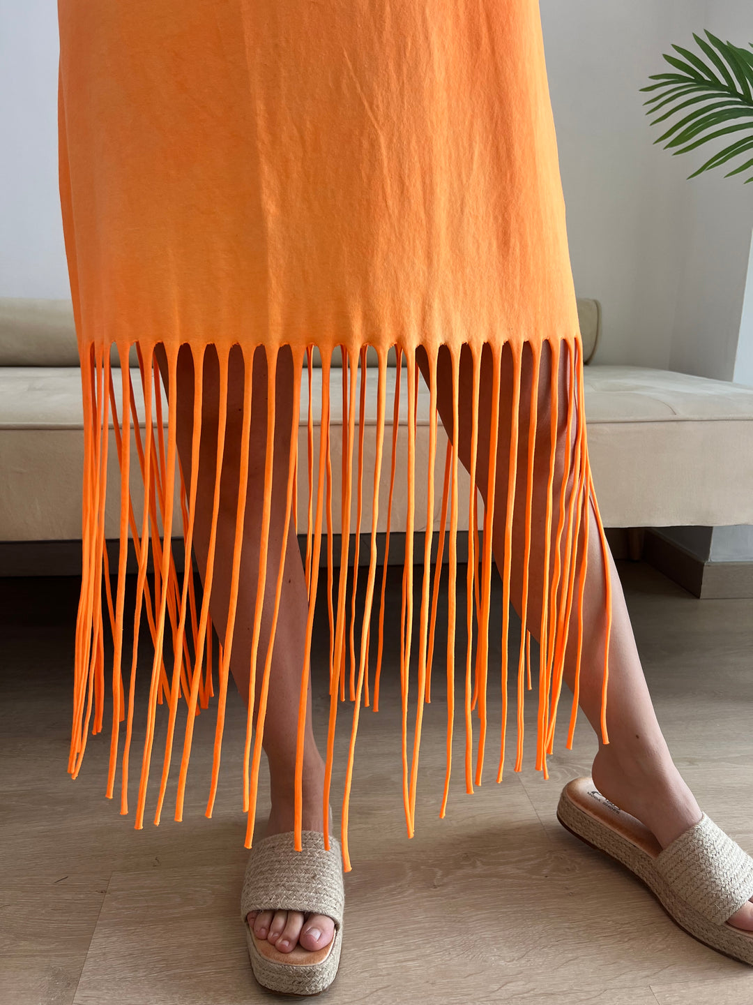 Vestido Flecos naranja
