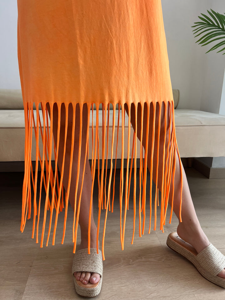 Vestido Flecos naranja